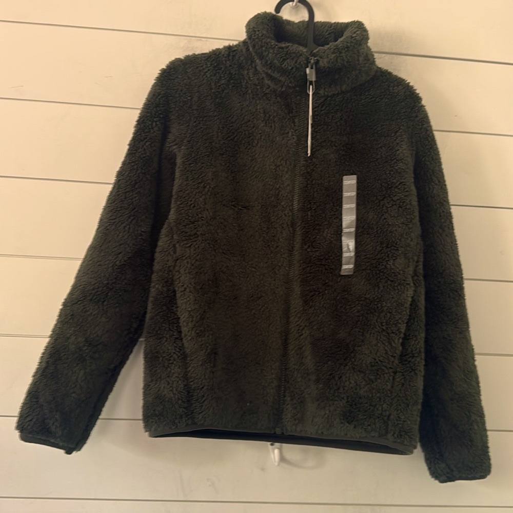 Uniqlo Size XXS Fluffy Yarn Fleece Full-Zip Jacket Dark Green NWT